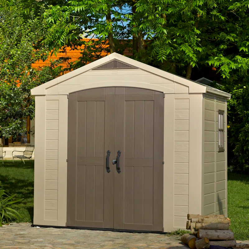 8 x 6ft Beige Outdoor Apex Garden Storage Shed