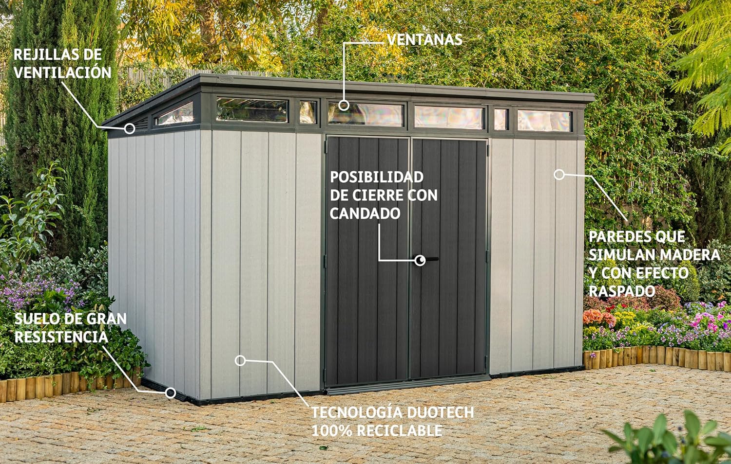 11x 7 Artisan Heavy Duty Plastic Pent Shed – Grey