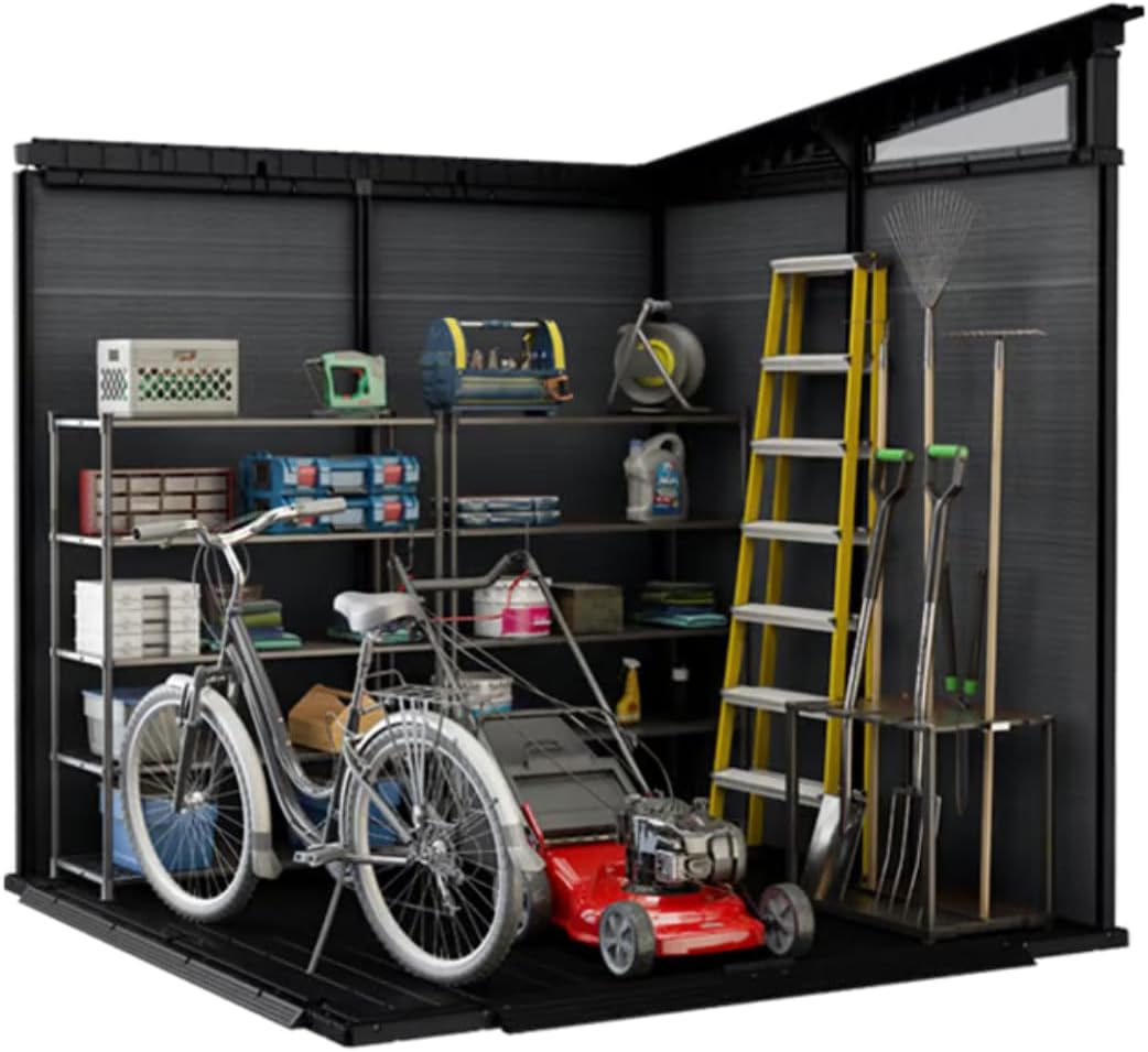 7x 7 Cortina Heavy Duty Plastic Pent Shed – Dark Grey