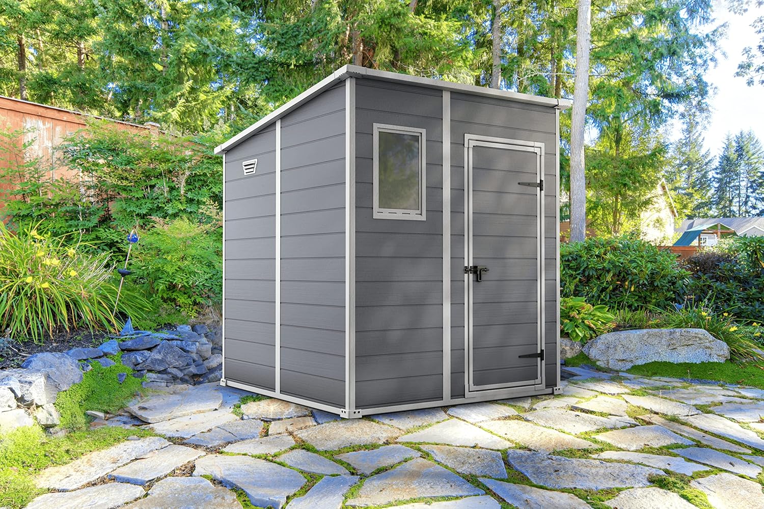 6 x 6 Manor Plastic Pent Garden Storage Shed – Grey